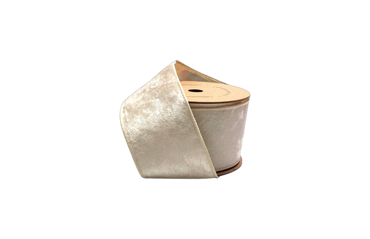 2 1/2" Velvet Gold/Ivory Ribbon - The Sandy Santa