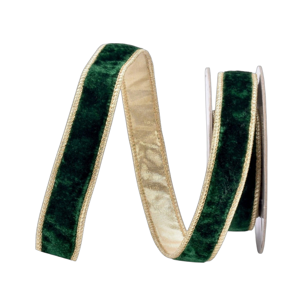 Emerald Velvet Ribbon w/ Gold Back