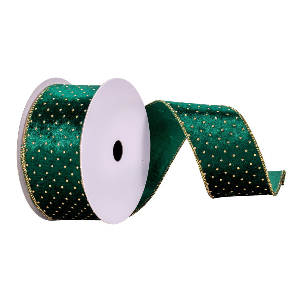 Green with Gold dots Ribbon - The Sandy Santa