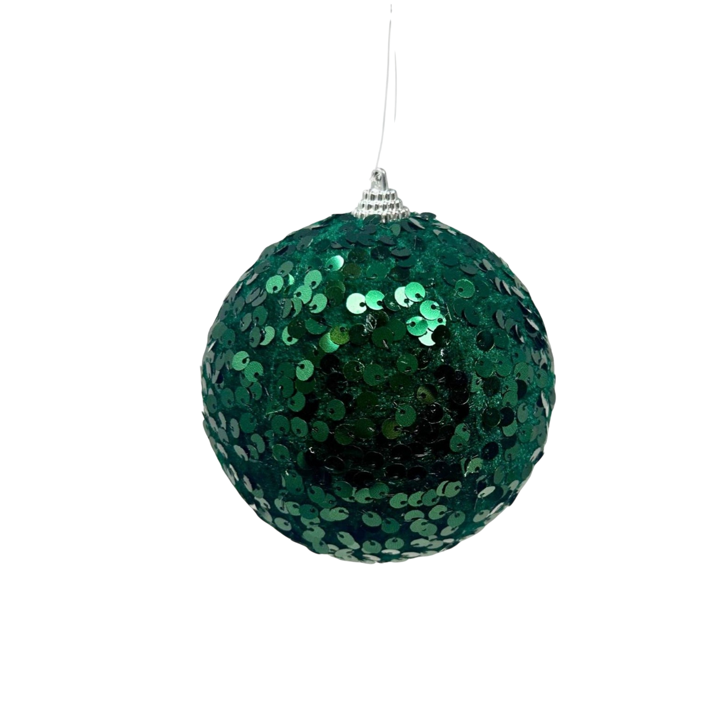 Green Faux Velvet Sequin Ornament - The Sandy Santa
