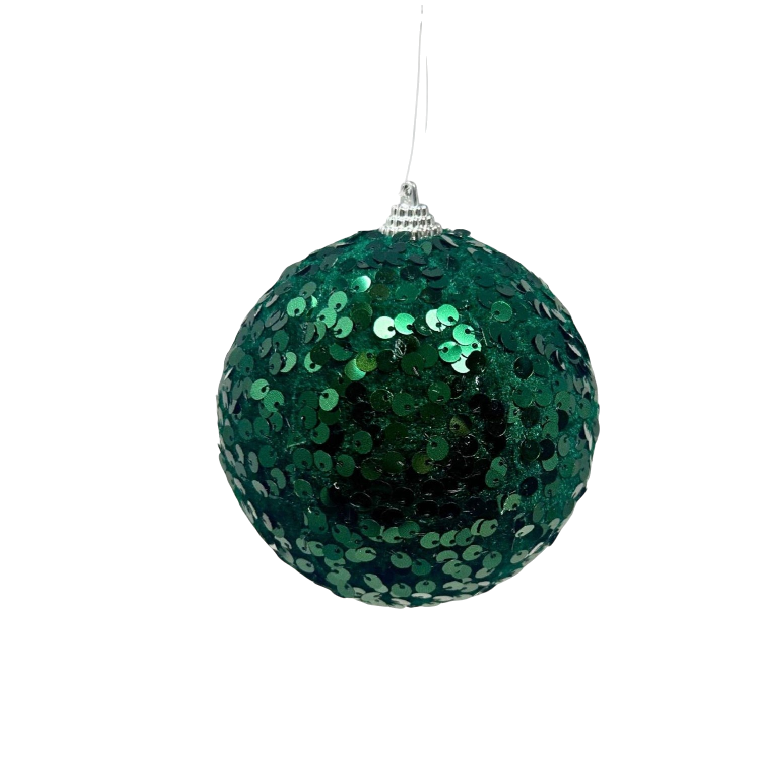 Green Faux Velvet Sequin Ornament - The Sandy Santa