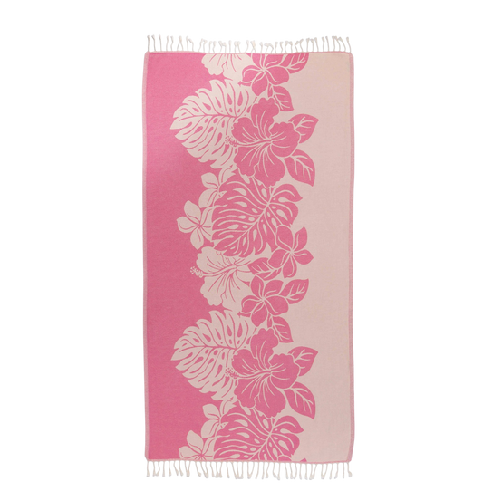 Pink Hibiscus Organic Turkish Towel - The Sandy Santa