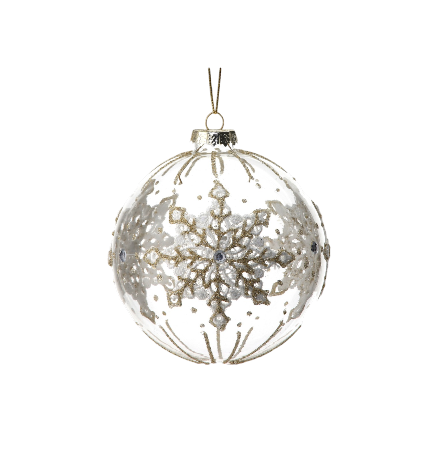 Glass Lace Snowflake Ball Ornament - The Sandy Santa