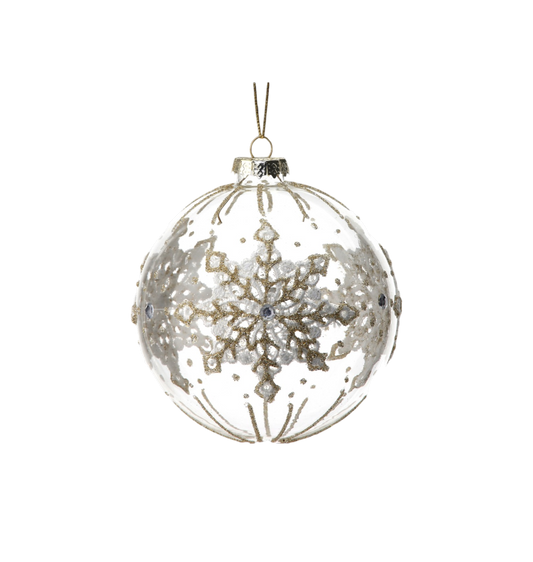Glass Lace Snowflake Ball Ornament - The Sandy Santa