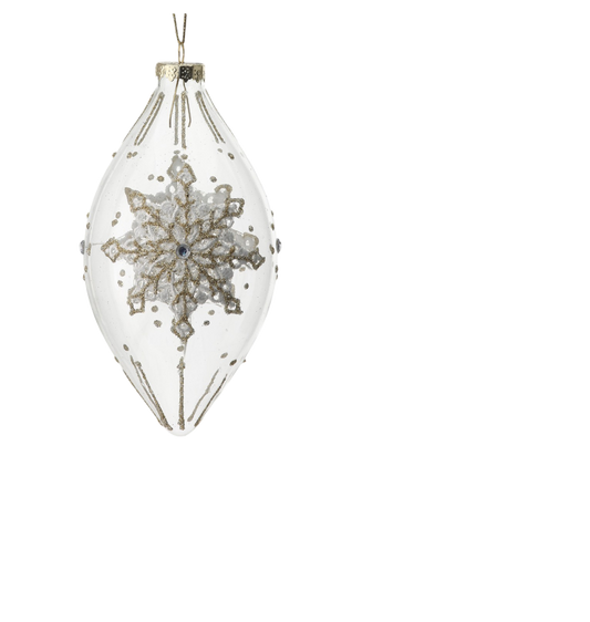 Glass Lace Snowflake Finial Ornament - The Sandy Santa