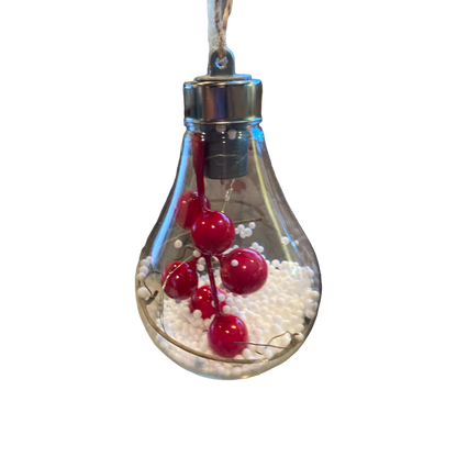 LED Lightbulb Ornament w/Berries