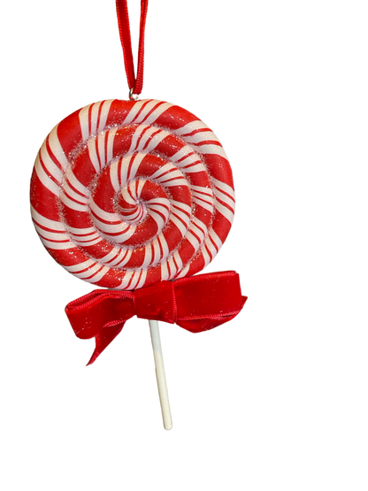 Peppermint Stripe Lollipop Ornament - The Sandy Santa