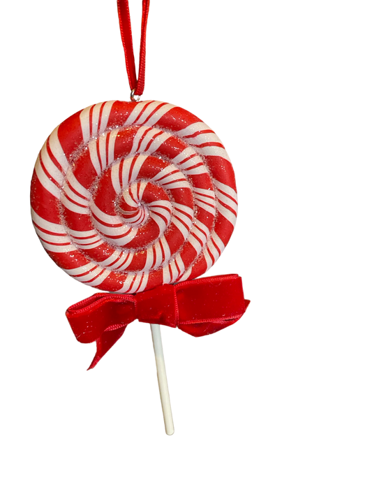 Peppermint Stripe Lollipop Ornament - The Sandy Santa