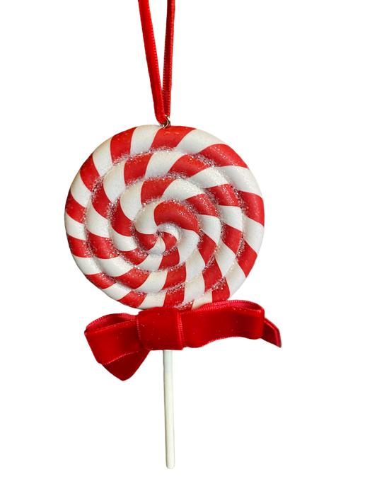 Peppermint Stripe Lollipop Ornament - The Sandy Santa