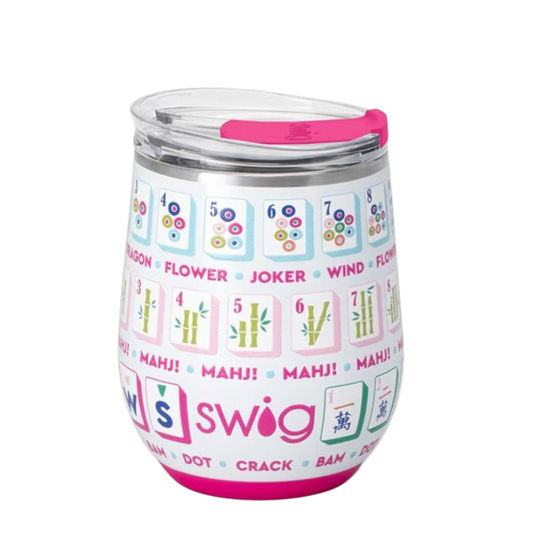 Mahjong Stemless Wine Cup 12oz - The Sandy Santa