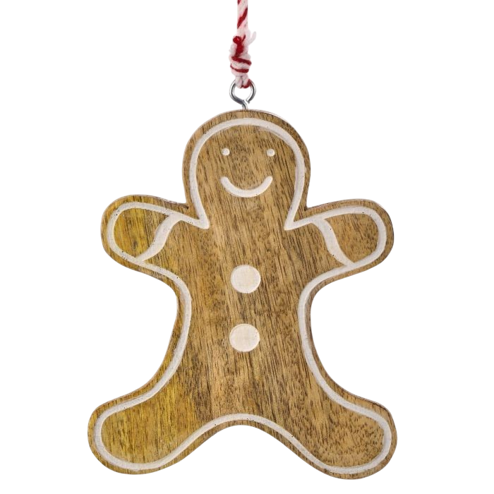 Mango Wood Gingerbread Ornament - The Sandy Santa