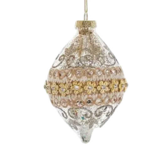 Lacey Mercury Glass Finial Ornament - The Sandy Santa