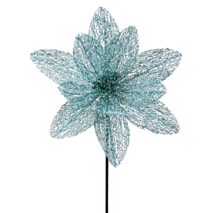 Mica Glitter Net Poinsettia - The Sandy Santa