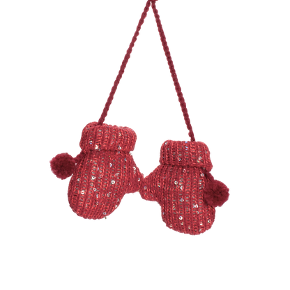 Red Hanging Glove Ornament - The Sandy Santa