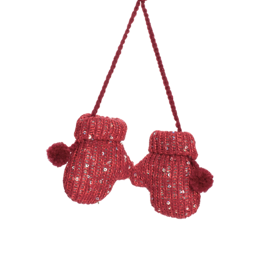 Red Hanging Glove Ornament - The Sandy Santa