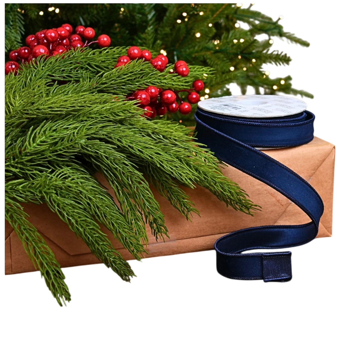 Navy Velvet Ribbon - The Sandy Santa