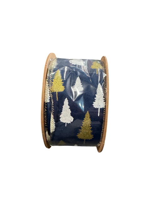 Navy Tree Ribbon - The Sandy Santa