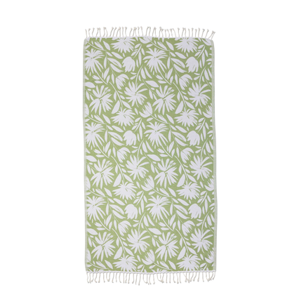 Olive Floral Turkish Beach Towel - The Sandy Santa