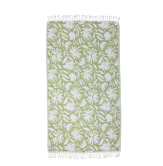 Olive Floral Turkish Beach Towel - The Sandy Santa