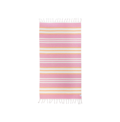 Pink & Orange Striped Turkish Towel - The Sandy Santa