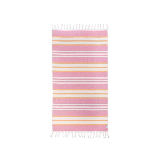 Pink & Orange Striped Turkish Towel - The Sandy Santa