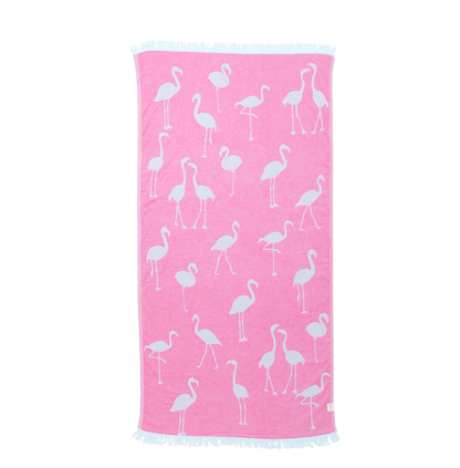 Pink Flamingo Turkish Beach Towel - The Sandy Santa