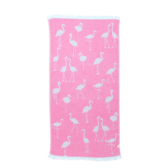 Pink Flamingo Turkish Beach Towel - The Sandy Santa