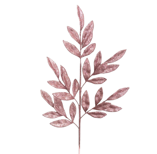 Pink Glitter Sweet Bay Leaf Spray - The Sandy Santa