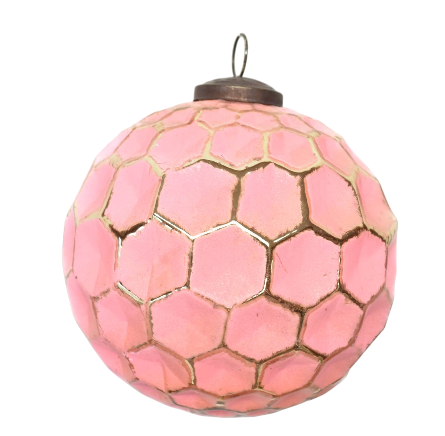 6" Pink/Gold Geometric Ornament - The Sandy Santa