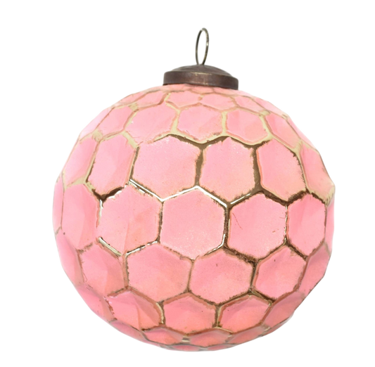 6" Pink/Gold Geometric Ornament - The Sandy Santa