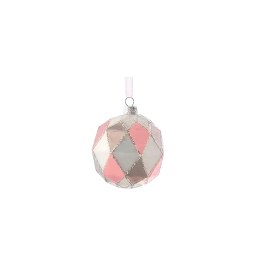 Pink/Gray Glass Ball Ornament - The Sandy Santa