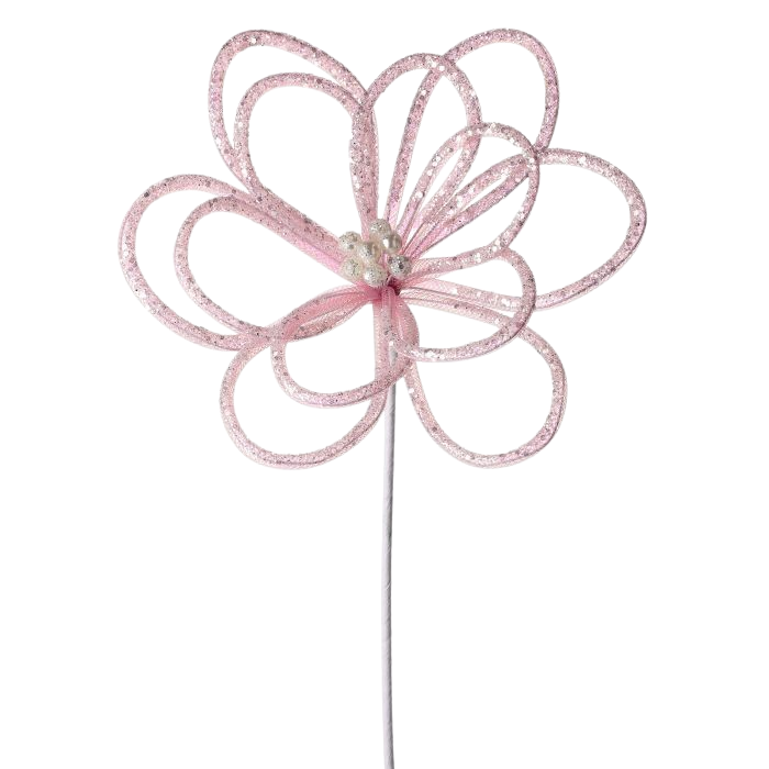 Glitter Sugar Petal Loop Flower - Blush - The Sandy Santa