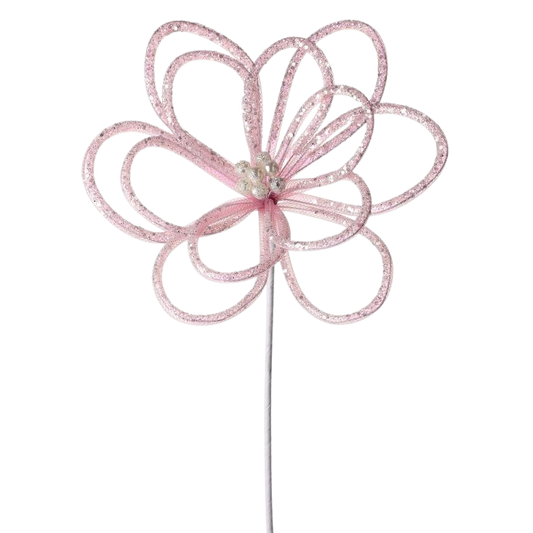 Glitter Sugar Petal Loop Flower - Blush - The Sandy Santa