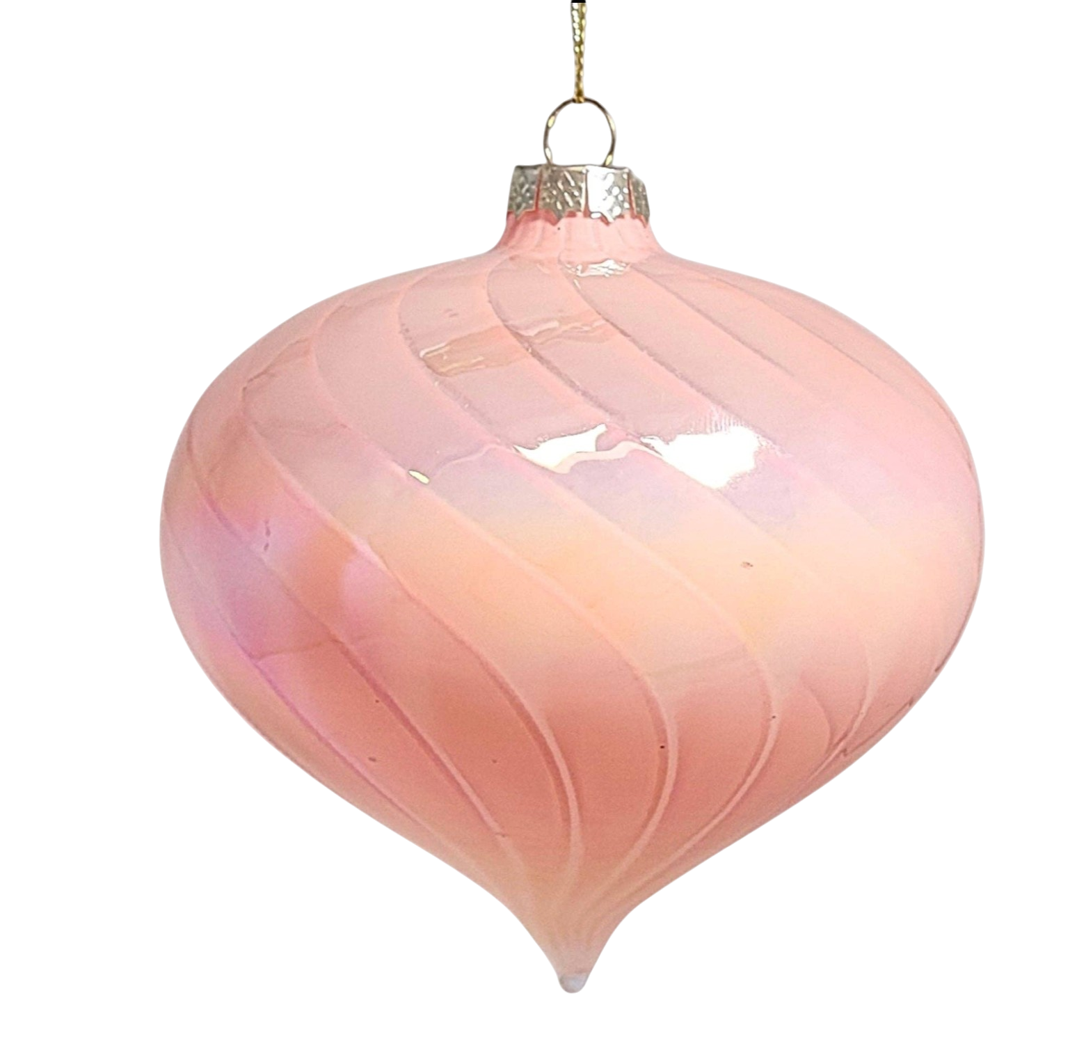 4" Pink Swirl Glass Onion Finial Ornament - The Sandy Santa
