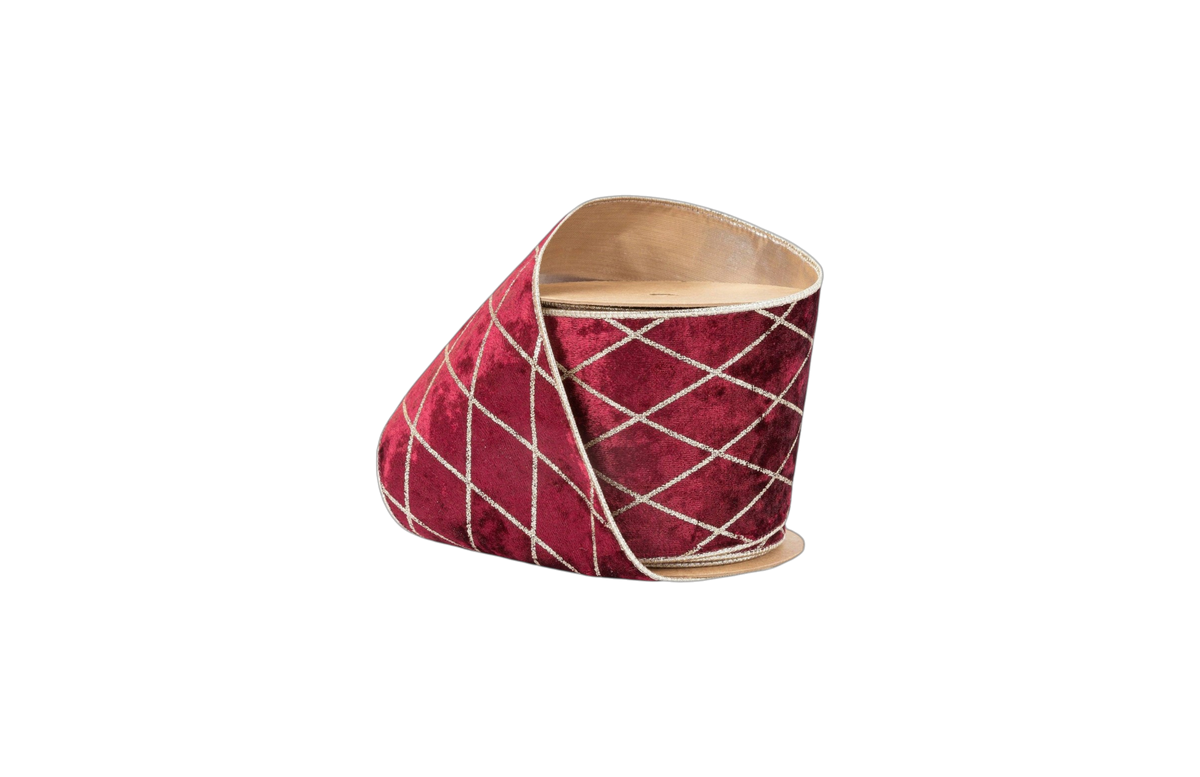 4" Wired Burgundy Velvet Ribbon