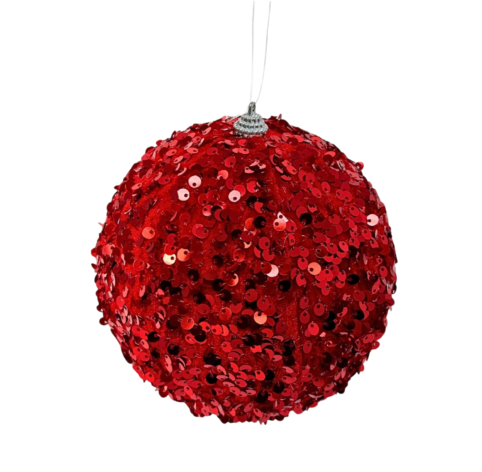 Red Sequin Ball Ornament - The Sandy Santa