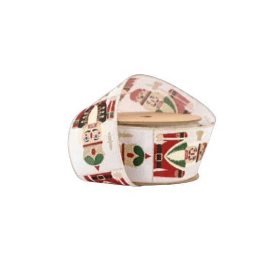 Red White and Green Nutcracker Ribbon - The Sandy Santa