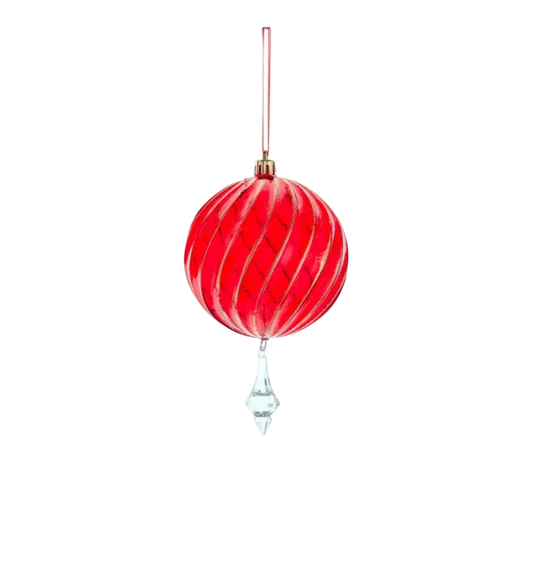 Red Ball w/Gem Ornament - The Sandy Santa