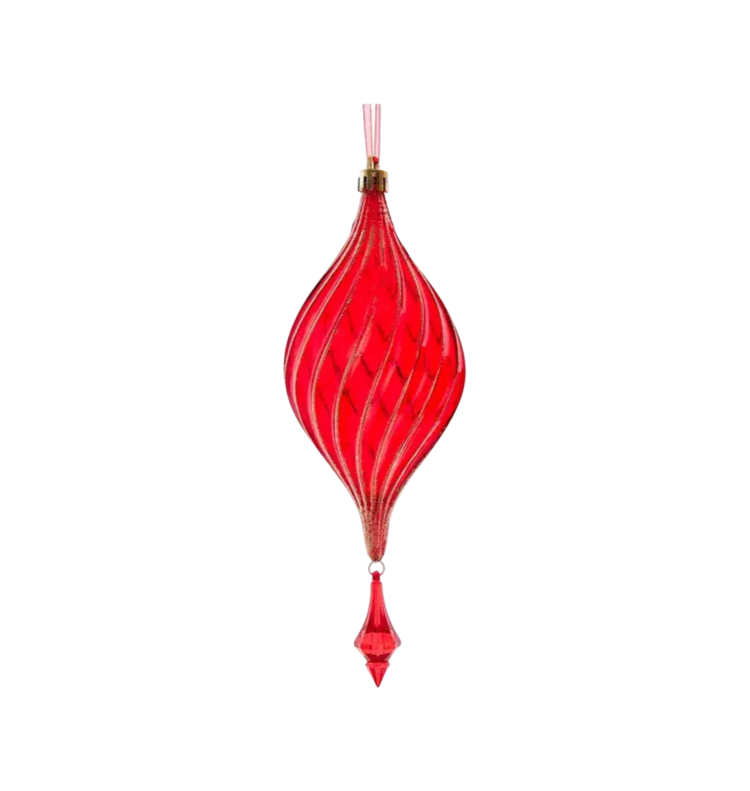 Red Finial w/Gem Ornament - The Sandy Santa