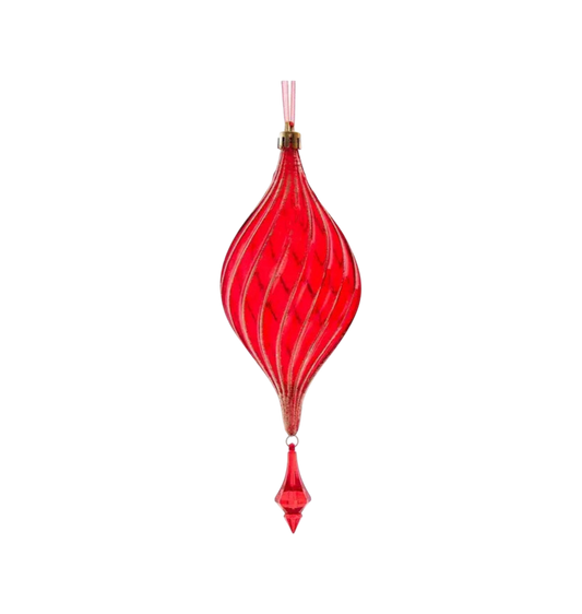 Red Finial w/Gem Ornament - The Sandy Santa