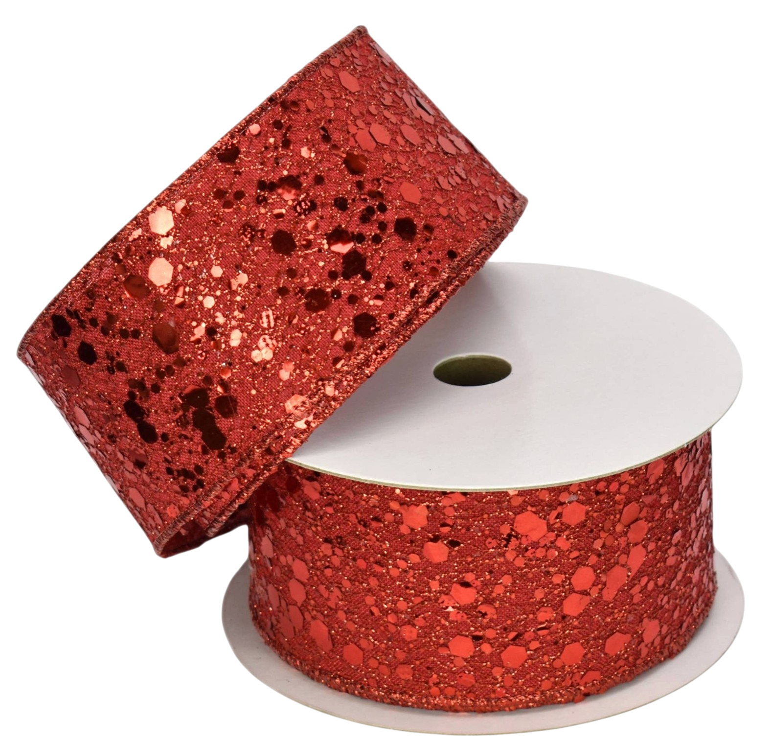 Wired Metallic Red Flakes Ribbon - The Sandy Santa