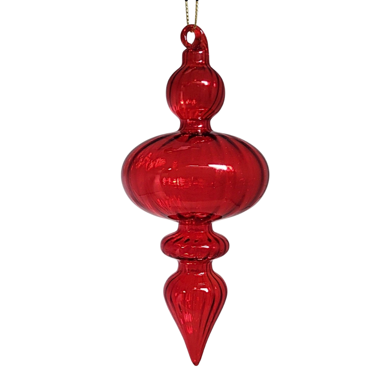 6" Red Swirl Glass Finial - The Sandy Santa