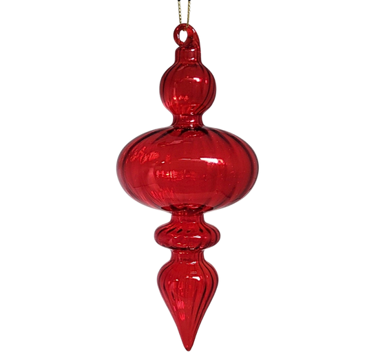 6" Red Swirl Glass Finial - The Sandy Santa
