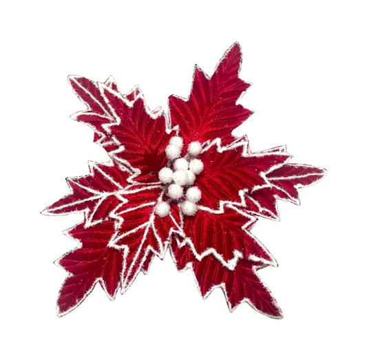 Red w/White Trim Poinsettia - The Sandy Santa