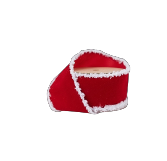 Red with Fuzzy Edge Ribbon - The Sandy Santa