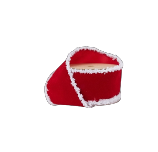 Red with Fuzzy Edge Ribbon - The Sandy Santa