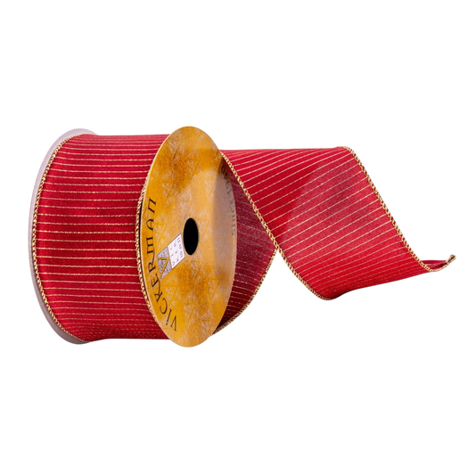 Red with Gold Stripes Ribbon - The Sandy Santa
