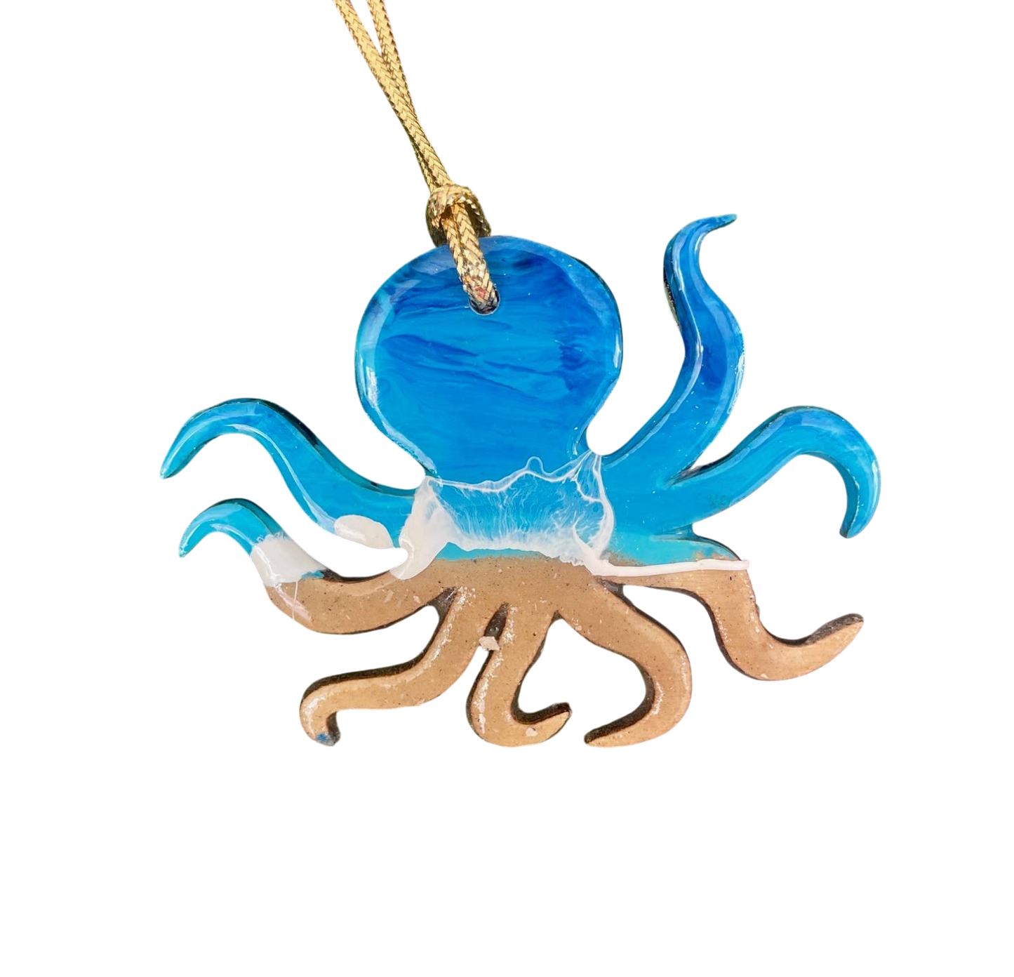 Octopus Beach Resin Christmas Ornament - The Sandy Santa