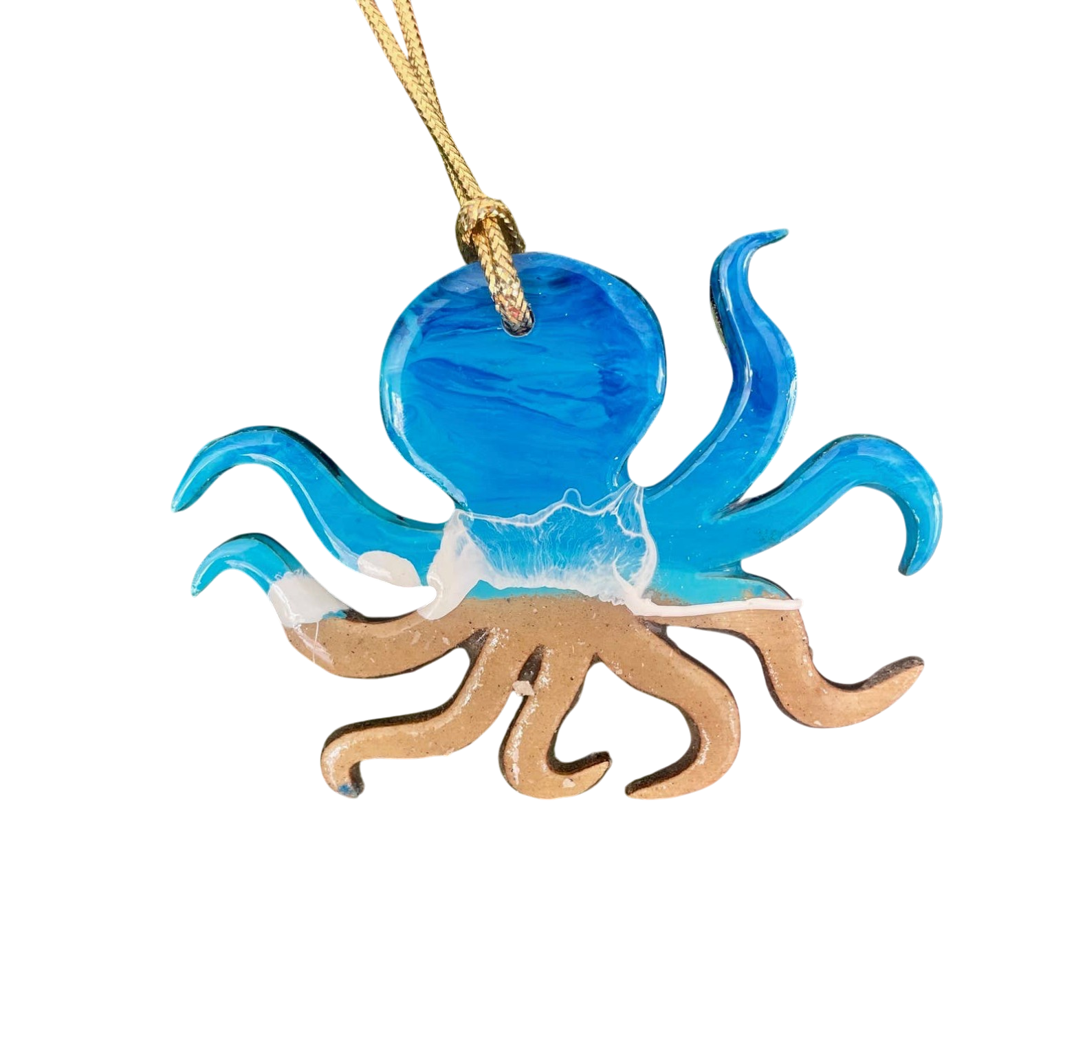Octopus Beach Resin Christmas Ornament - The Sandy Santa