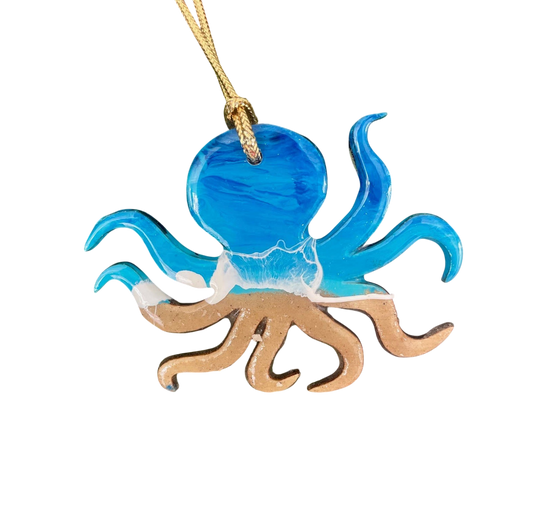 Octopus Beach Resin Christmas Ornament - The Sandy Santa